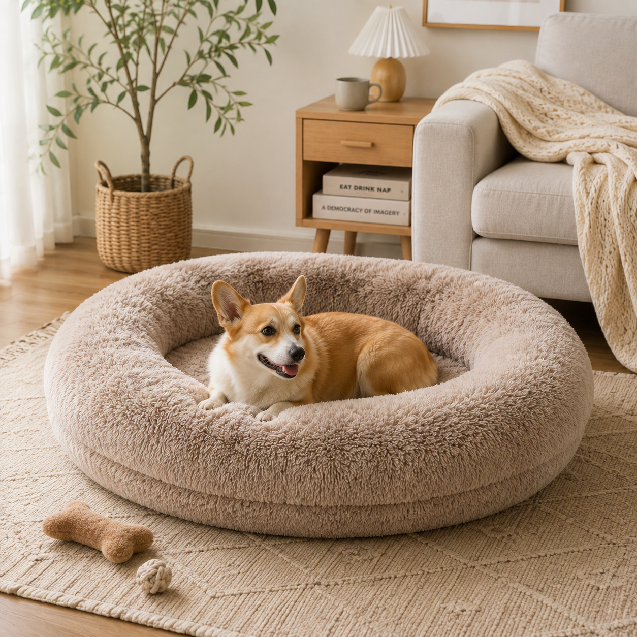 Plush Dog Bed with Removable Cover